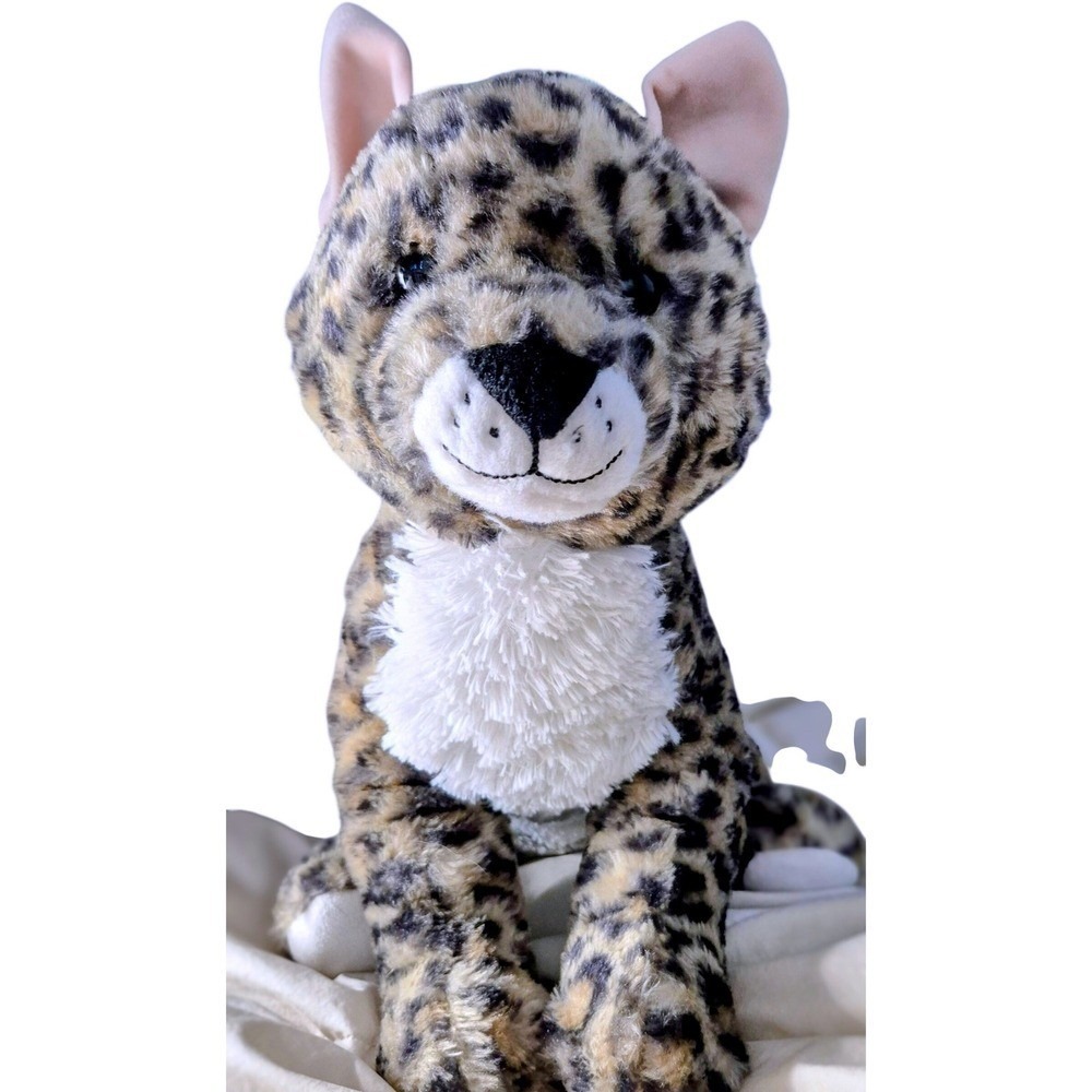 Wild Republic Leopard Plush Spotted Big Cat Stuffed Animal Brown Tan White 12in